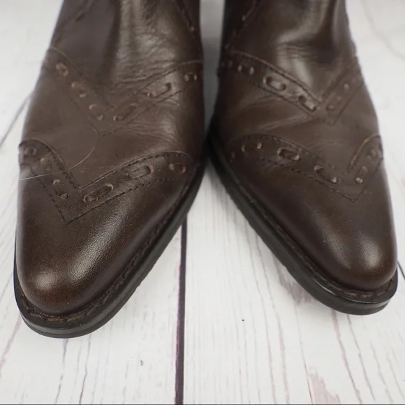 Bass Palomino 7 brown leather suede cowgirl boots - Picture 8 of 16